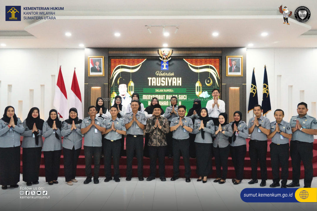 Sambut Ramadan, Kanwil Kemenkum Sumut Gelar Punggahan dan Tausiyah untuk Perkuat Keimanan Pegawai