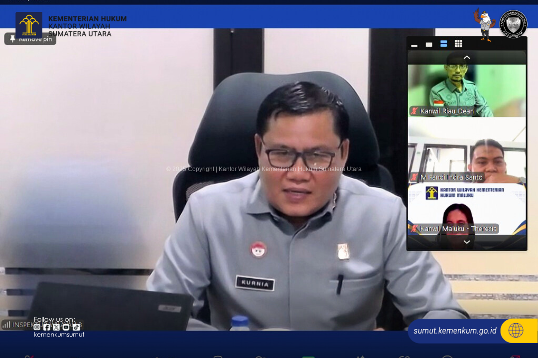 Perkuat Transformasi Digital, Kanwil Kemenkum Sumut Ikuti Pemaparan Inovasi Unggulan Digitalisasi Penelitian RKA-K/L